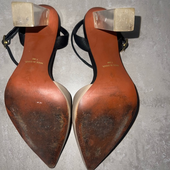 Mercanti Florentini tan, black sling back with clear heel - Picture 10 of 11